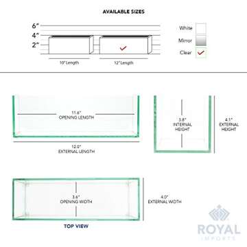 Royal Imports Flower Glass Vase Decorative Centerpiece for Home or Wedding - Oblong Rectangle Shape, 12" Long, 4" Hx4 W Opening, Clear