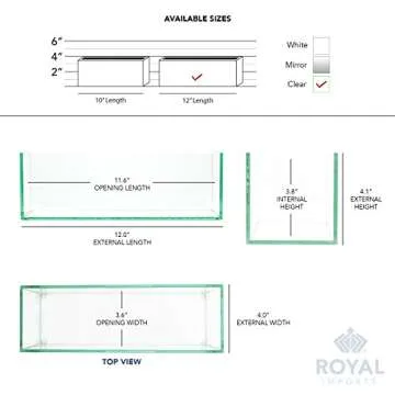 Royal Imports Flower Glass Vase Decorative Centerpiece for Home or Wedding - Oblong Rectangle Shape, 12" Long, 4" Hx4 W Opening, Clear