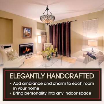 Tiffany Style Hanging Lamp Jeweled Chandelier 18" Wide Stained Glass White Antique Vintage Light Decor Restaurant Game Living Dining Room Kitchen Gift AM263HL18B Amora Lighting