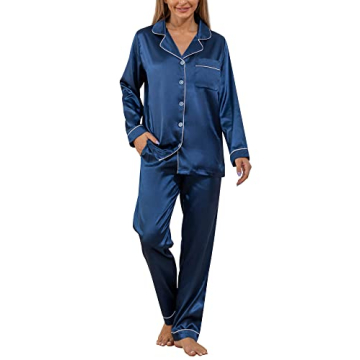 YIMANIE Womens Pajamas Silk Satin Pajama Sets - Luxurious and Comfortable Loungewear with Pockets
