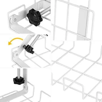 2 Pack Cable Management Tray, 16" Upgraded Under Desk No Drill Cord Foldable Clamp Organizer for Wire Metal Holder Ideal for Computer Home Office Standing Tables to Hide Power Strips (White)