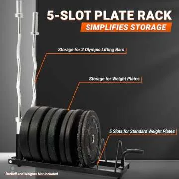 Yes4All Horizontal Weight Plate Rack - Steel & Wheels Storage