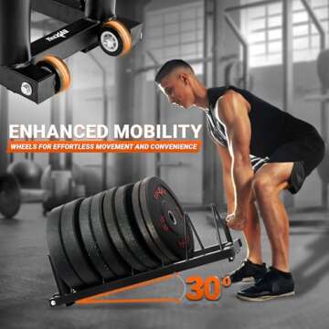 Yes4All Horizontal Weight Plate Rack Holder, Bumper Plate & Olympic Barbell Storage Rack with Steel Frame, Handle and Transport Wheels