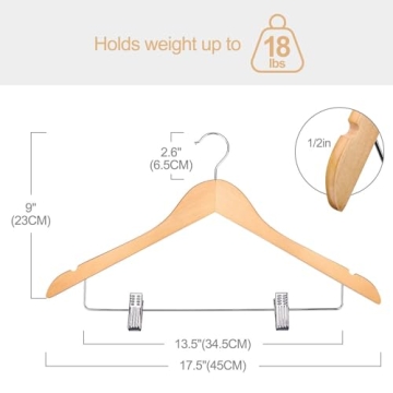 Premium HOUSE DAY Wooden Suit Hangers for Effective Closet Storage