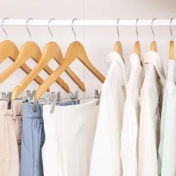 Premium HOUSE DAY Wooden Suit Hangers for Effective Closet Storage