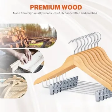 Premium HOUSE DAY Wooden Suit Hangers for Effective Closet Storage