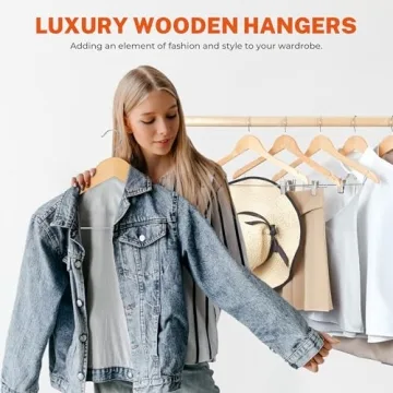 Premium HOUSE DAY Wooden Suit Hangers for Effective Closet Storage