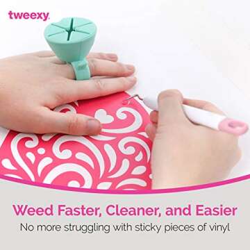 tweexy Craft Vinyl Weeding Scrap Collector Ring and Weighted Table Stand for Heat Transfer Vinyl, HTV Crafting Adhesive Paper Sheets Holder (Mint)