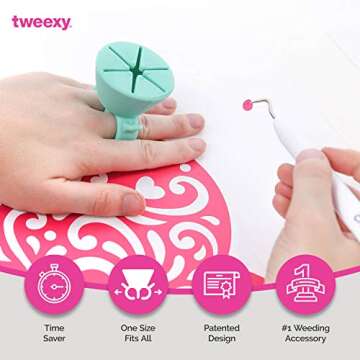 tweexy Craft Vinyl Weeding Scrap Collector Ring and Weighted Table Stand for Heat Transfer Vinyl, HTV Crafting Adhesive Paper Sheets Holder (Mint)