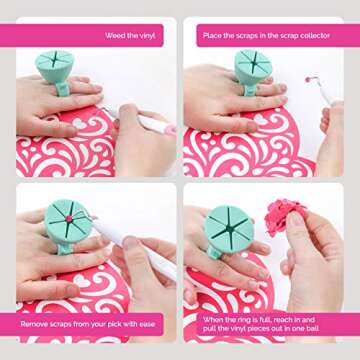 tweexy Craft Vinyl Weeding Scrap Collector Ring and Weighted Table Stand for Heat Transfer Vinyl, HTV Crafting Adhesive Paper Sheets Holder (Mint)