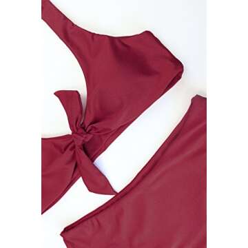 Stylish QINSEN Hipsters Sexy Bikini Set in Wine Color