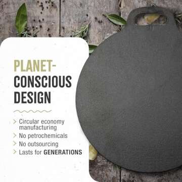 Victoria 15-Inch Cast Iron Tawa Dosa Pan, Pizza Pan with a Loop Handle, Crepe Pan Preseasoned with Flaxseed Oil, Made in Colombia