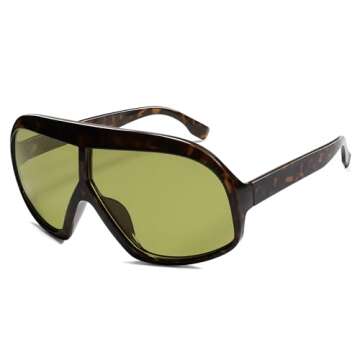 HERJOUR Oversized Retro Trendy Aviator Sunglasses Womens Mens 70s Classic Vintage Sun Glasses AR82243