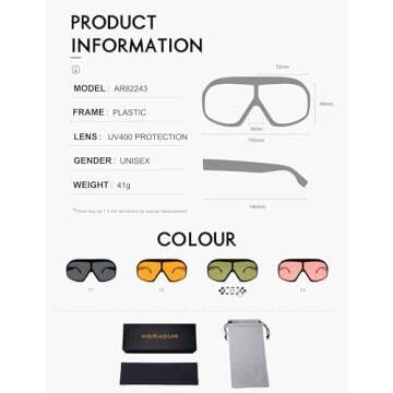 HERJOUR Oversized Retro Trendy Aviator Sunglasses Womens Mens 70s Classic Vintage Sun Glasses AR82243