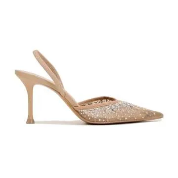 ATBELL Women's Mesh Slingback Heels Pointed Toe Sparkly Rhinestone Kitten Heel Pumps Slip On Wedding...