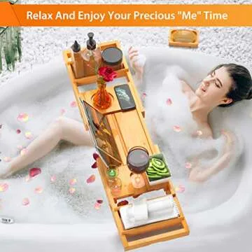 Luxurious Bamboo Bathtub Caddy for Relaxation and Comfort