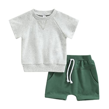 fhutpw Baby Boys 2Pcs Summer Outfits Short Sleeve T-Shirt & Shorts Set