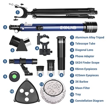 ESSLNB Astronomy Telescopes with Adjustable Tripod and Phone Adapter