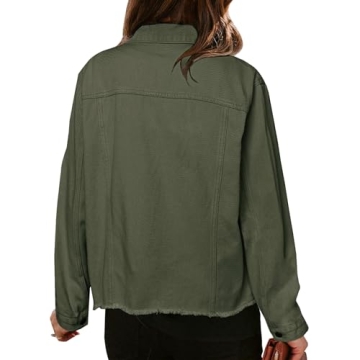 Stylish LONGBIDA Women's Frayed Cropped Jean Jacket