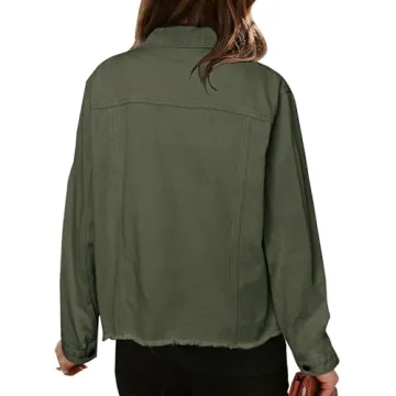 Stylish LONGBIDA Women's Frayed Cropped Jean Jacket