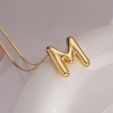 MTINEAPS Gold Bubble Letter Necklace for Women