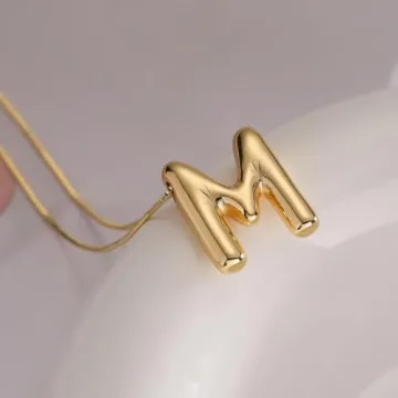 MTINEAPS Gold Bubble Letter Necklace for Women