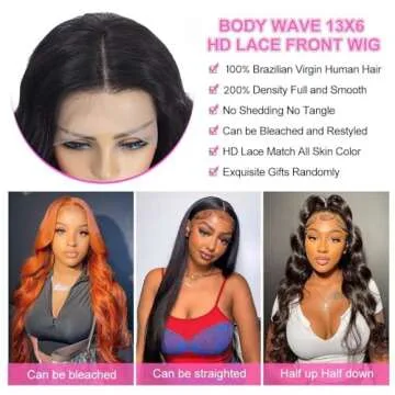 Drosuud 30 Inch 13X6 Lace Front Wigs Human Hair 200% Density Body Wave HD Lace Front Wigs Human Hair Pre Plucked Glueless Wigs Human Hair for Women With Baby Hair
