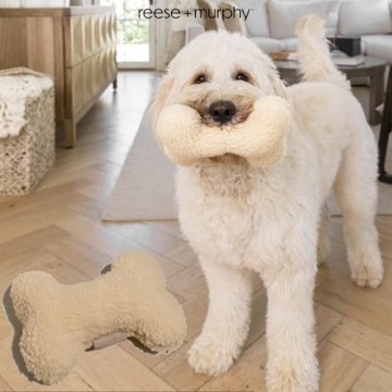 Reese+Murphy Ivory Plush Dog Toy for Medium & Large Dogs