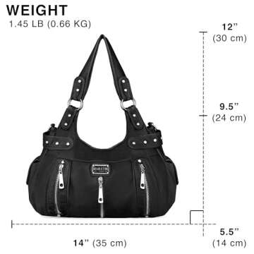 Scarleton Purses for Women Large Hobo Bags Washed Vegan Leather Shoulder Bag Satchel Tote Top Handle Handbags, H129201, Black