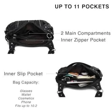 Scarleton Purses for Women Large Hobo Bags Washed Vegan Leather Shoulder Bag Satchel Tote Top Handle Handbags, H129201, Black