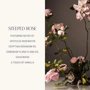 Homecourt Luxury Scented Candle, Steeped Rose Scent, 60-Hour Burn Time, Soy Wax Blend, Organic Candle Wicks for Candle Making - Reusable Ceramic Vessel, 8 Oz