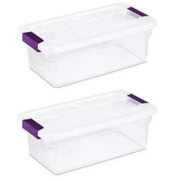Sterilite 6 Quart ClearView LatchTM with Sweet Plum Handles, Pack Of 2 Containers