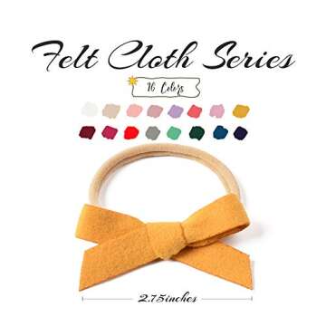 Prohouse 16PCS Baby Nylon Headbands Hairbands Hair Bow Elastics for Baby Girls Newborn Infant Toddlers Kids