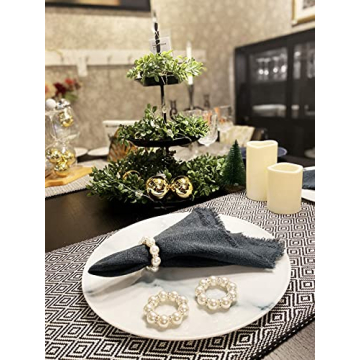 Kintyno Elegant Pearl Beaded Napkin Rings for All Occasions