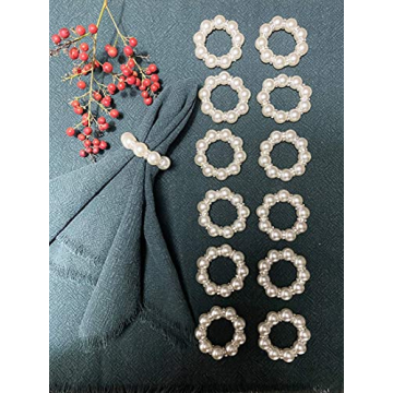 Kintyno Elegant Pearl Beaded Napkin Rings for All Occasions