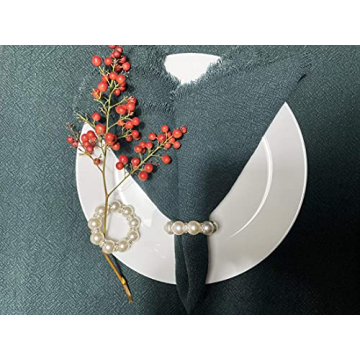 Kintyno Elegant Pearl Beaded Napkin Rings for All Occasions