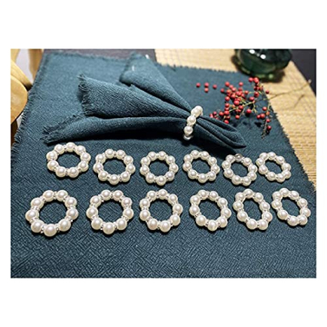 Kintyno Elegant Pearl Beaded Napkin Rings for All Occasions