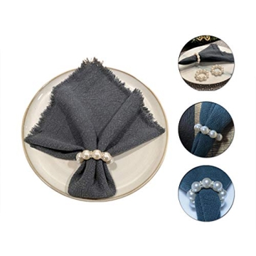 Kintyno Elegant Pearl Beaded Napkin Rings for All Occasions