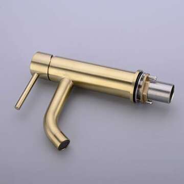TRUSTMI Brushed Gold Bathroom Faucet Modern Single Handle Single Hole Deck Mounted Lavatory Vanity Sink Faucet, Brass