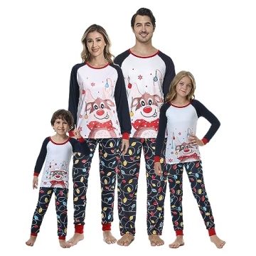 HONG HUI Matching Christmas Family Pajamas Set for Holiday Fun