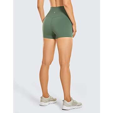 CRZ YOGA Women's Naked Feeling Biker Shorts 3" - High Waist Yoga Workout Gym Shorts Vibrant Green Sm...