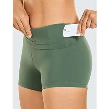 CRZ YOGA Women's Naked Feeling Biker Shorts 3" - High Waist Yoga Workout Gym Shorts Vibrant Green Small