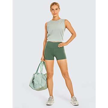 CRZ YOGA Women's Naked Feeling Biker Shorts 3" - High Waist Yoga Workout Gym Shorts Vibrant Green Small