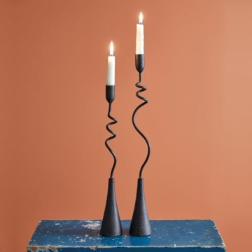 Charming Colonial Tin Works Curly Candle Holders Set of 2