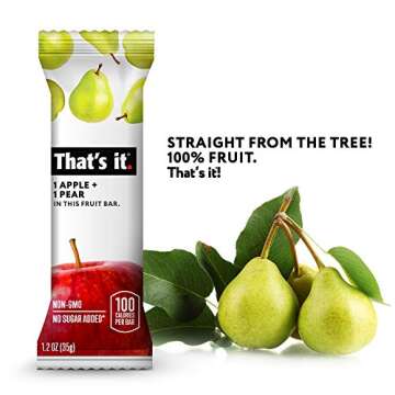 That's It. Gluten-Free Apple + Pear Fruit Bars, 14.4 Ounce, 12 Bars, No Preservatives, No Added Sugar, Paleo, Good for Children, Best High Fiber Vegan Snack
