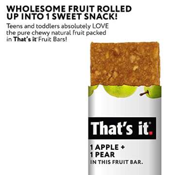 That's It. Gluten-Free Apple + Pear Fruit Bars, 14.4 Ounce, 12 Bars, No Preservatives, No Added Sugar, Paleo, Good for Children, Best High Fiber Vegan Snack