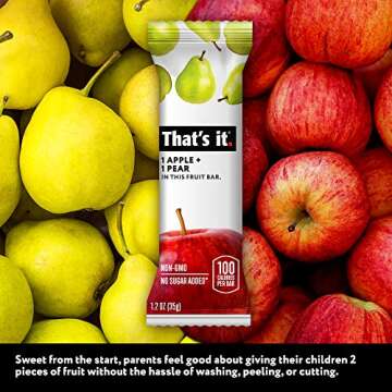 That's It. Gluten-Free Apple + Pear Fruit Bars, 14.4 Ounce, 12 Bars, No Preservatives, No Added Sugar, Paleo, Good for Children, Best High Fiber Vegan Snack