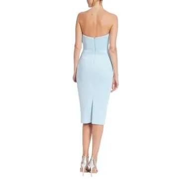 Badgley Mischka Strapless Front Bow Sheath Cocktail Dress Azure
