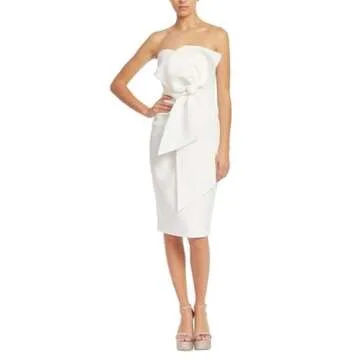 Badgley Mischka Strapless Front Bow Sheath Cocktail Dress Azure