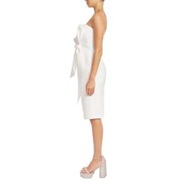 Badgley Mischka Strapless Front Bow Sheath Cocktail Dress Azure